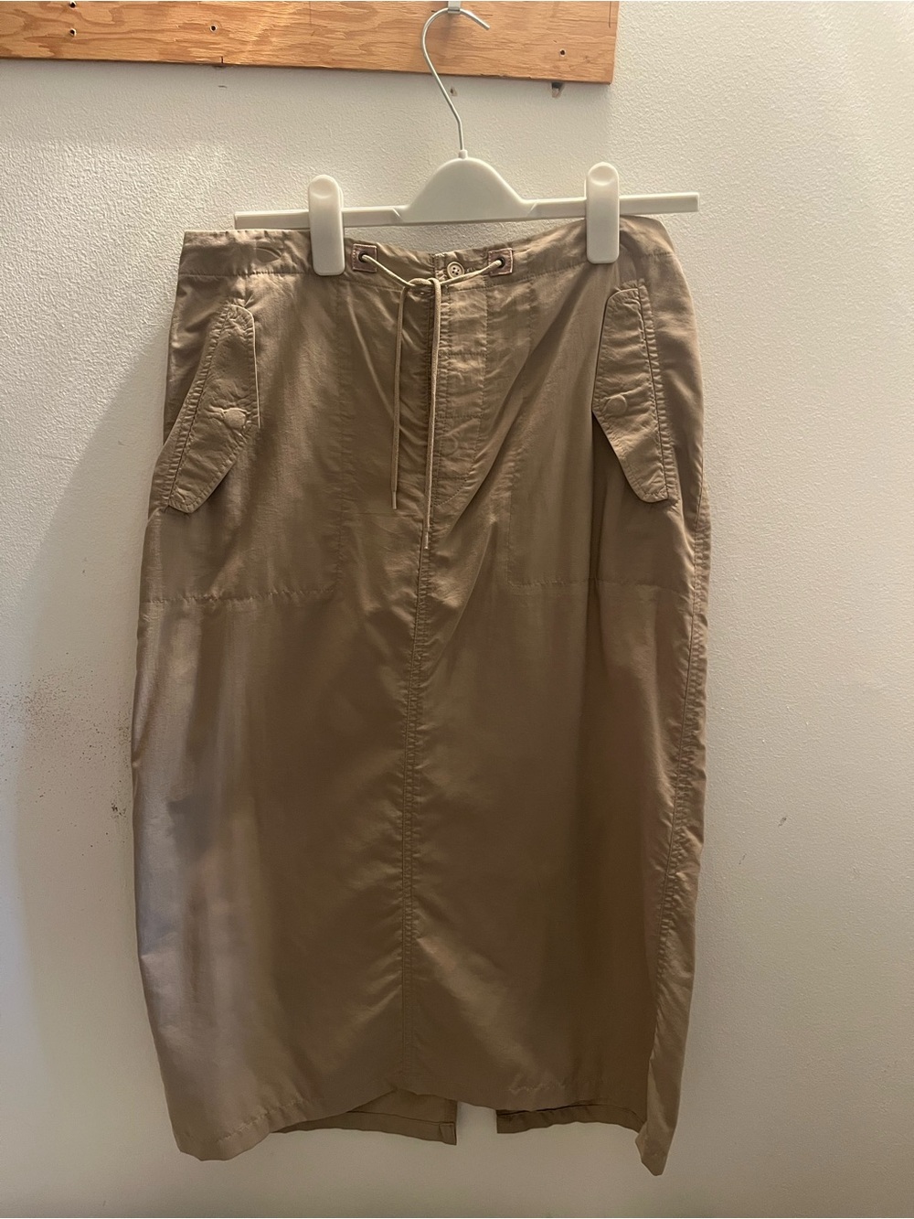 Polo by Ralph Lauren Tan Drawstring Cargo Midi Skirt
